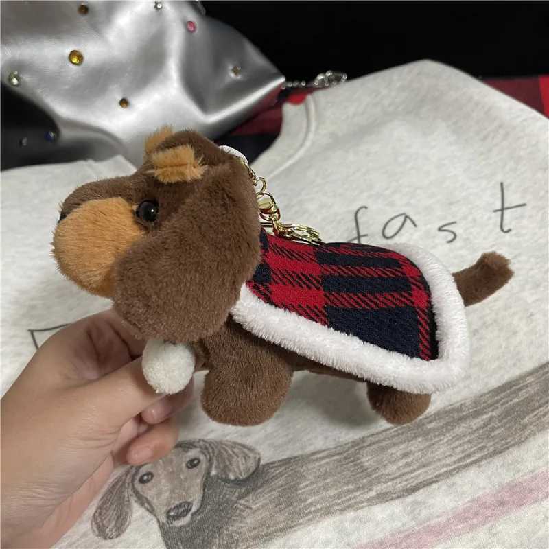 Cute Dachshund Dog with Colorful Sweater Plush Keychain Kawaii Dog Doll Keychain Creative Plush Toy for Women Bag Pendant 2024 W251021