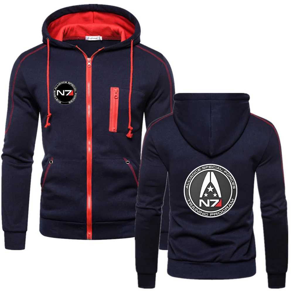 2025 Spring Autumn N7 Mass Effect Print Mens Popular Cardigan Solid Color Classic Hooded Sweatshirts Comfortable Casual Hoodies W251021