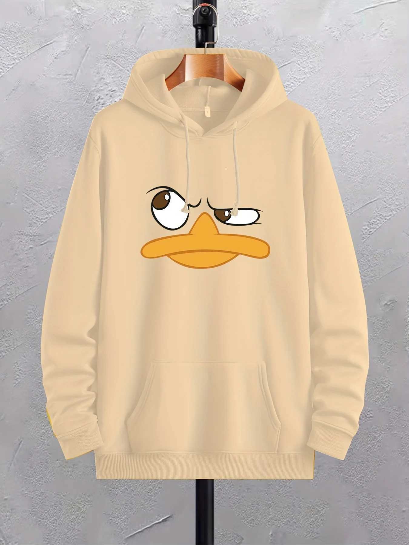 Cartoon Duck Print Hoodies For Men Graphic Hoodie With Kangaroo Pocket Comfy Loose Trendy Drawstring Hooded Pullover W251021
