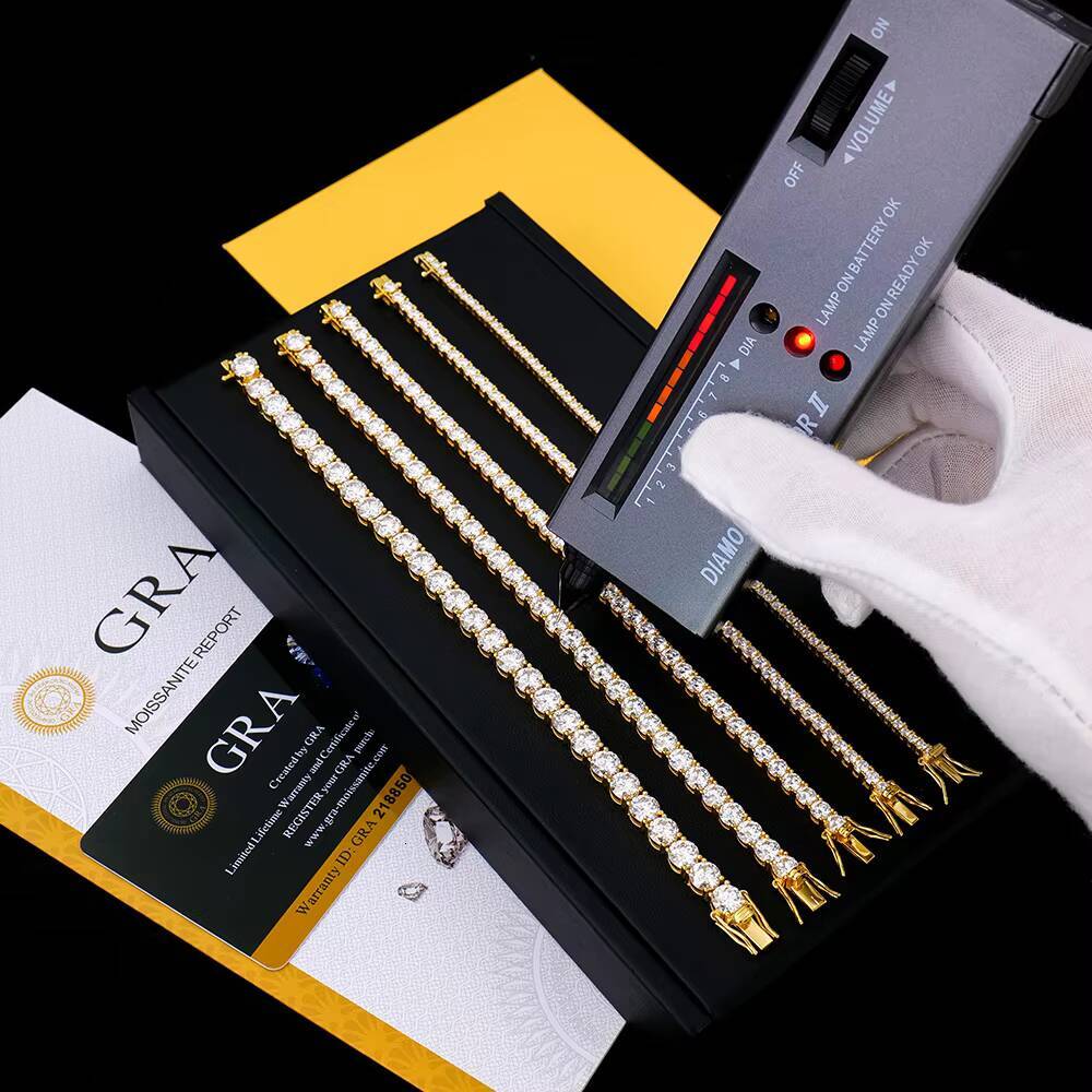 Wholesale Men Women Hip Hop Gra Certified Jewelry Sterling 925 Silver Vvs Diamond Mossanite Moissanite Tennis Chain Bracelet