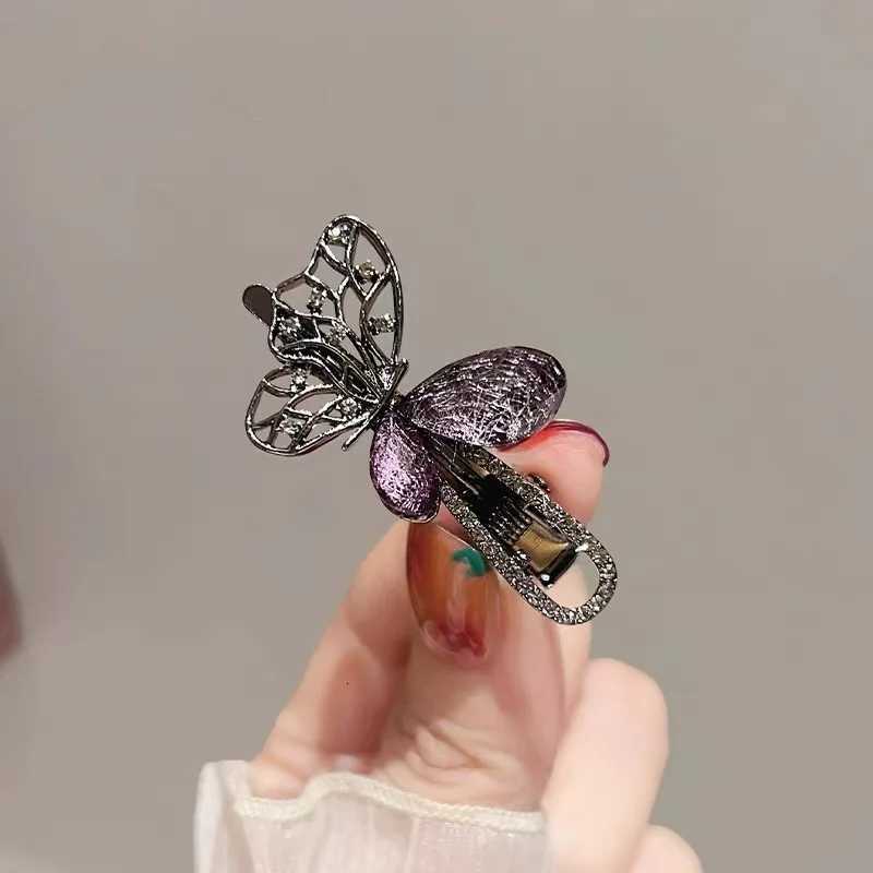 Super Fairy Rhinestone Butterfly Hair Clip Exquisite Womens Side Bangs Clip Alloy Duckbill Clip Hairpin Korean Hair AccessoriesW254021