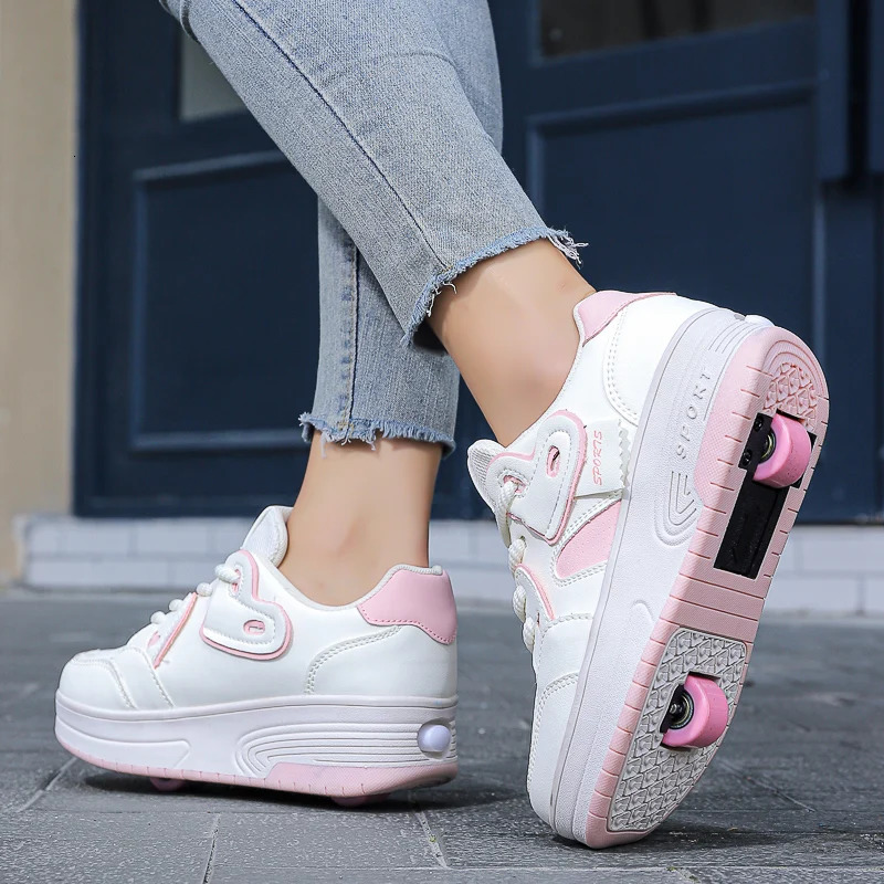 Laceup breathable walking shoes Girls twowheeled retractable sports roller skates for female students outdoors 251014