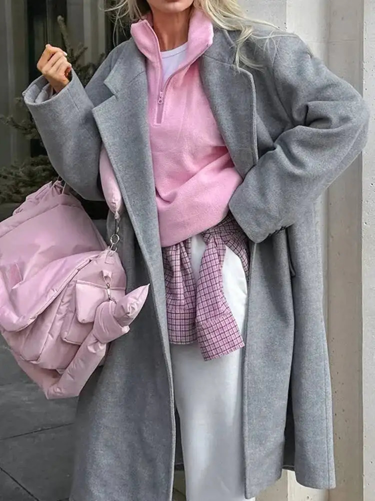 UCXQ Fashion Pullover Sweatshirt European Style Solid Color Long Sleeve All Match Loose Casual Top Women Spring Autumn 1497 251017