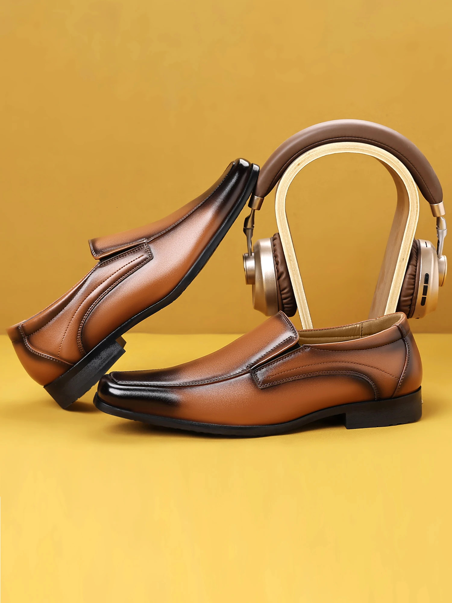 Mens SlipOn Loafers Formal Dress Shoes Square Toe Modern Bussiness Oxford Shoes 251021