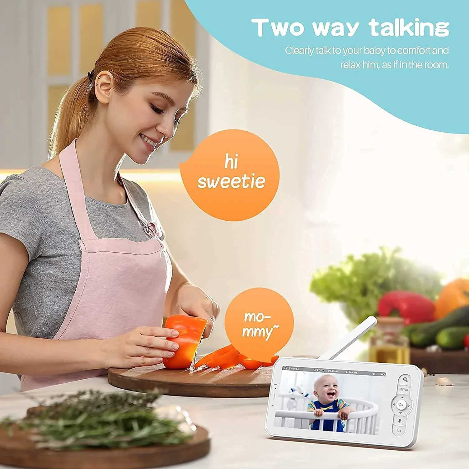 5 3MP Baby Monitor Babyphone Wireles Security PTZ Video Camera HD Night Vision Bebe Nanny VOX Lullabies Temperature Humidity J251121