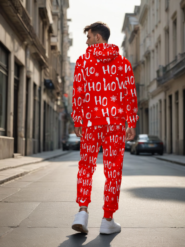 Men's Ankle-Length Knitted Hoodie Casual Outdoor Polyester T-Shirt Long Sleeve Adjustable Drawstring Hood Autumn Wear - LMWY00189