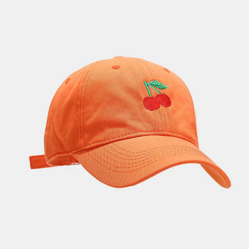 Baseball Hat Fashion Mens and Womens New Fruit Cherry Embroidered Soft Top Duck Tongue Hat Student Leisure Sunshade Hat H251020