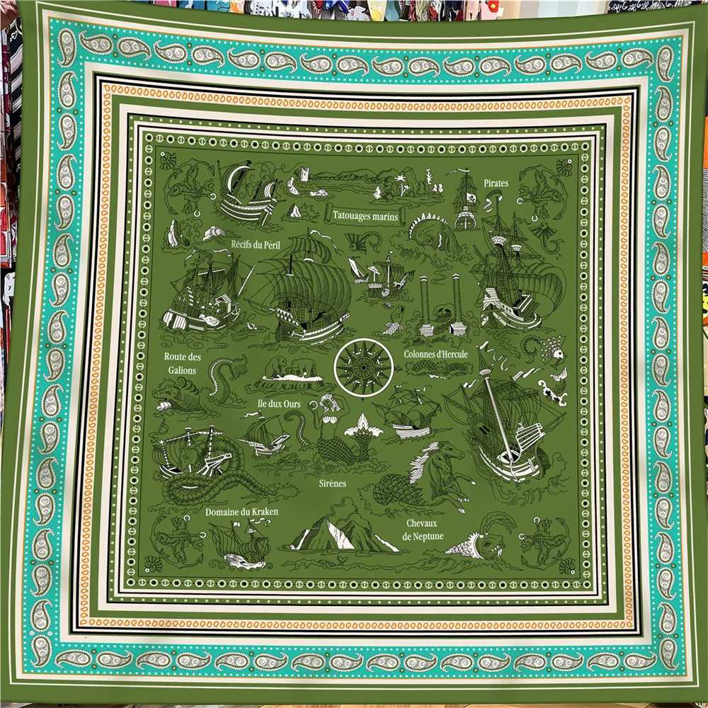 POBING 30 Silk 70 Cashmere Scarf Wen Hand Rold Horse Print Square Scarves Wraps Bandana Big Hijabs Fa Foard 135CMW251021