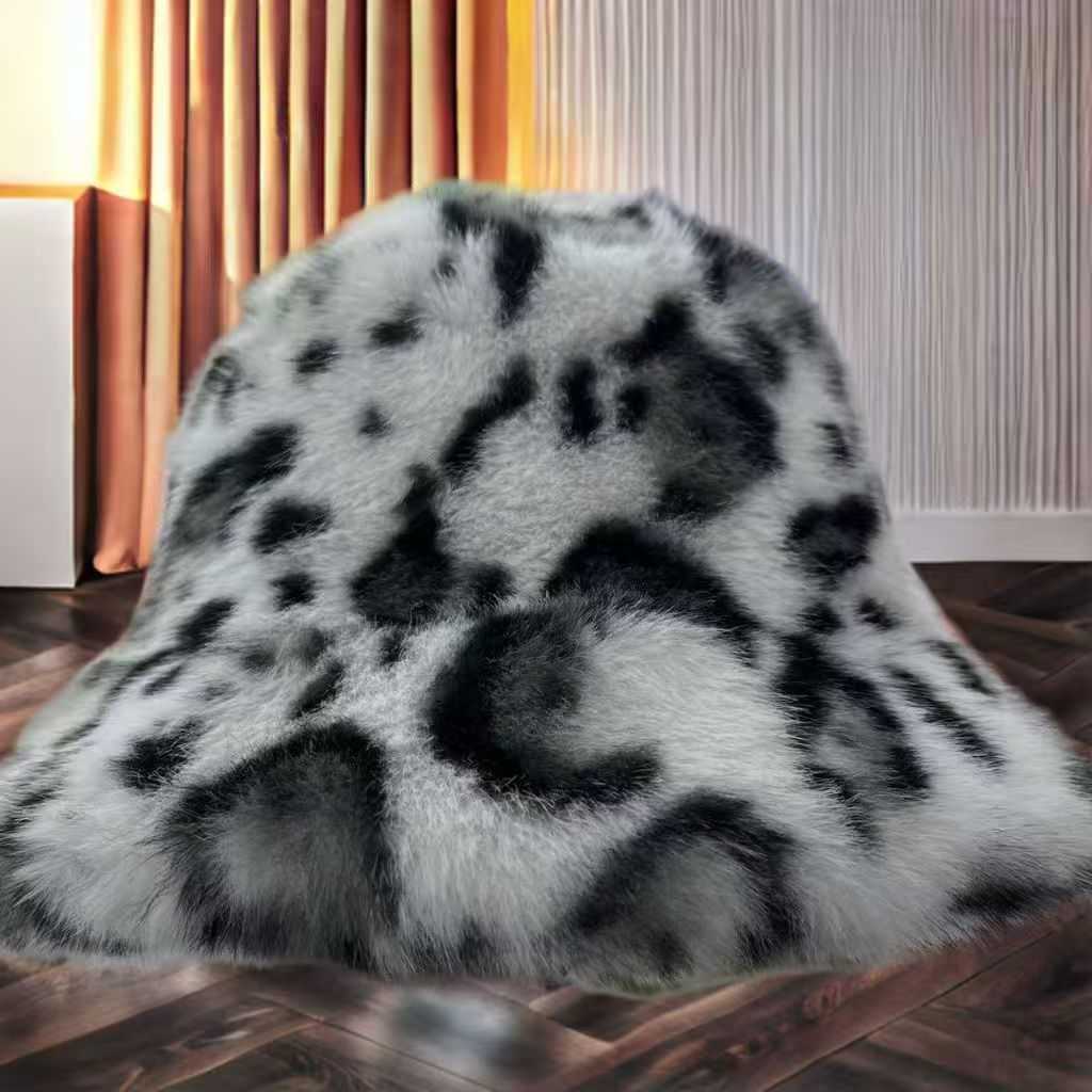 Leopard Print Fisherman Hat for Women Autumn and Winter Furry and Thickened Warm Bucket Hat Fashionable and Versatile Ear Protection Water Bucket Hat 