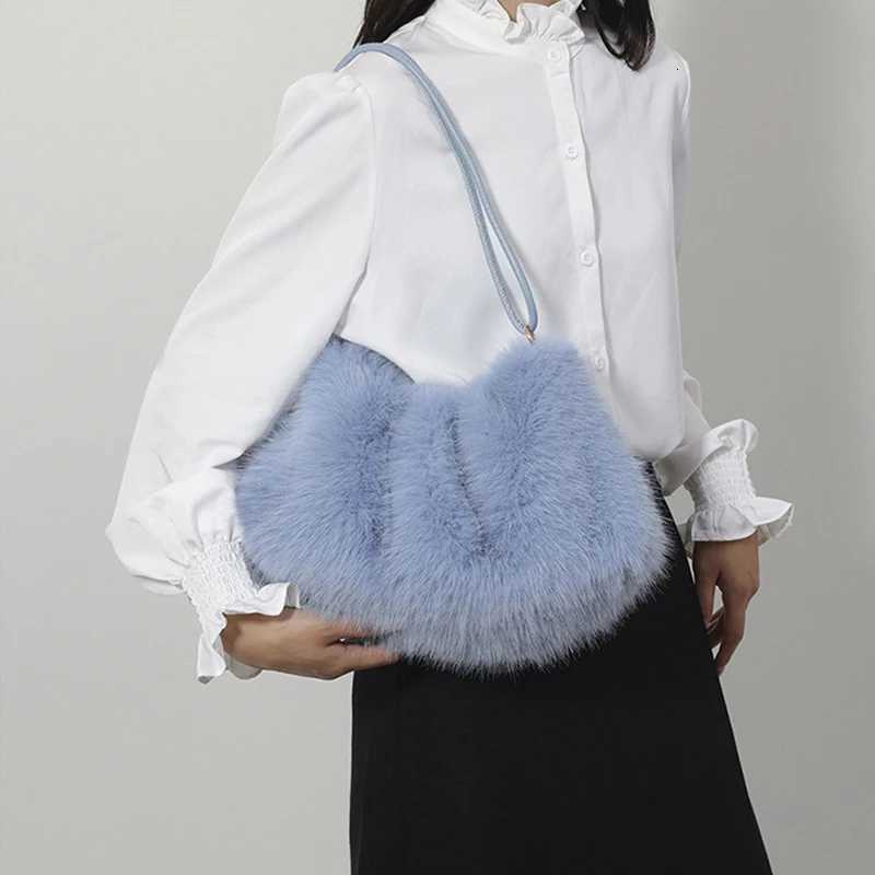 Womens Autumn and Winter Handbag Imitation Fur Fashion Plush Underarm Bag Solid Color Large Capacity Shoulder BagXJ251021