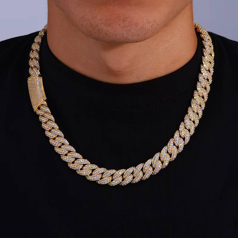 Factory Stock Custom Moissanite Jewelry 13mm 925 Sterling Silver Necklace Women Cuban Link Chain Fine Luxury Men Hiphop Necklace