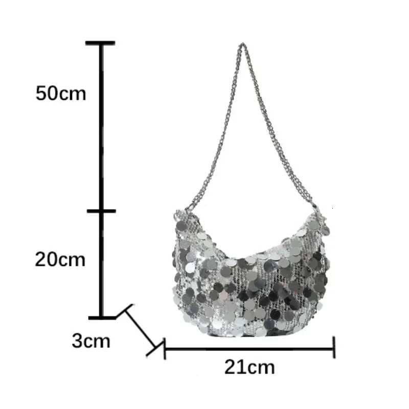 Korean Chain Sequins Crossbody Bag Evening Clutch Bag Dinner Party Wedding Purses Handbag Female Underarm Shoulder Crossbody Bag 251021