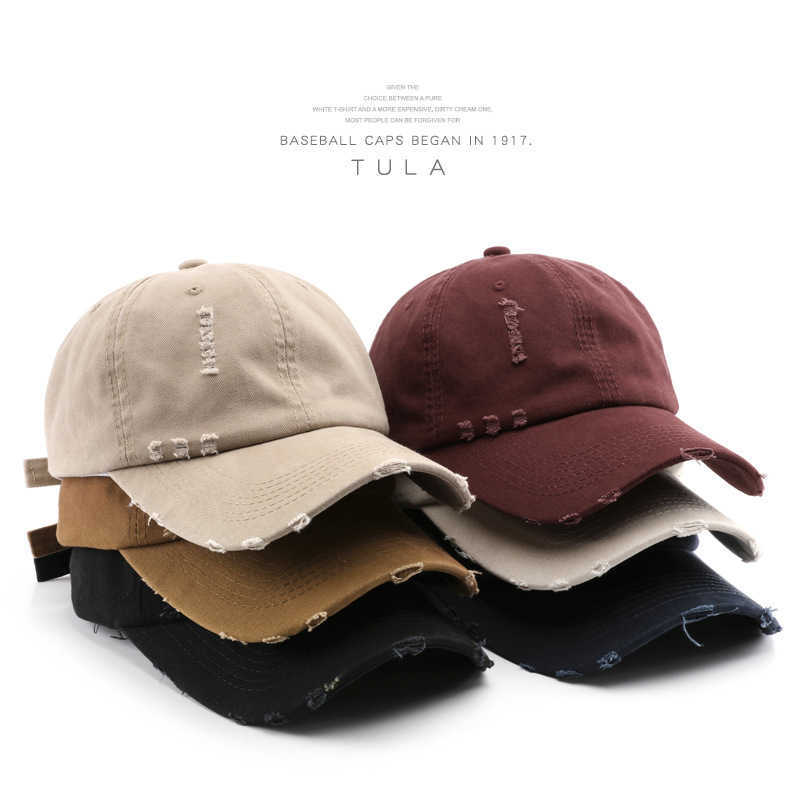 Womens Spring and Autumn Solid Color Distressed Baseball Cap Outdoor Mens Travel Personality Sun Protection Shade Baseball Cap H251020