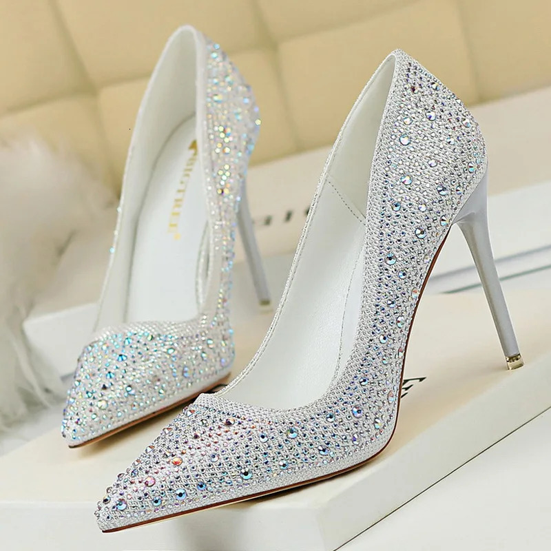 BIGTREE Shoes Rhinestone Woman Pumps Fashion Wedding Shoes Women Basic Pump Stiletto Heels 10cm 7cm Heeled Shoes High Heels 251017