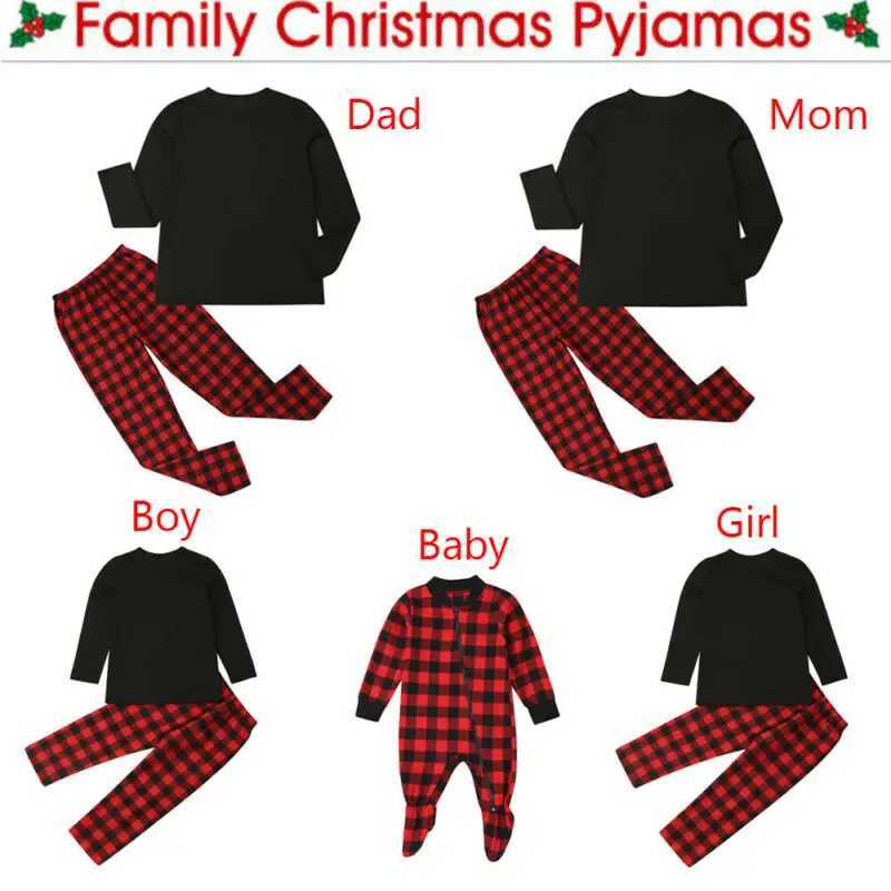 Blotona Adults Baby Kids Christmas Family Matching Pajamas Set Sleepwear Xmas Plaid Nightwear Outfits 2Pcsset L251021ZMKY