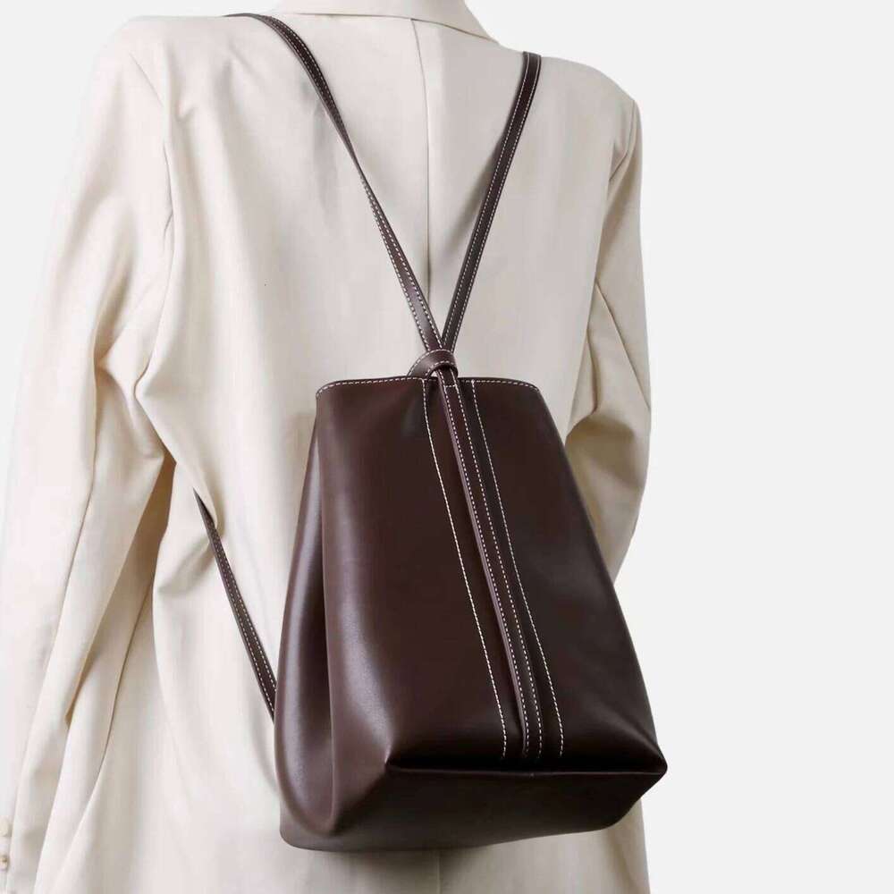 Cowhide Ladies One-Shoulder Bucket New Niche Design Multi-Back Soft Backpack Casual Tote Bag Fashionable Handbag Suotong1021