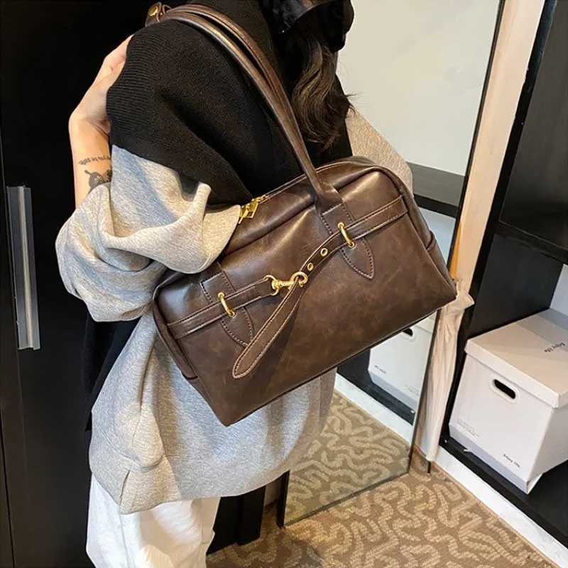 Square Shoulder Bags for Women Retro Small Boston Bag Pure Color PU Leather Large Capacity Totes 2025 Latest Trend Handbag PurseXJ251021
