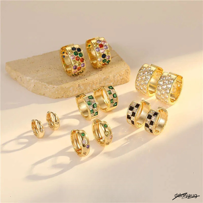 Vintage Style Round Earrings For Women - Inlaid Zircon, Geometric Design, Colorful Accent Ddmyaug