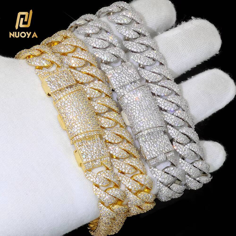 NUOYA New Style Custom 14mm Gold Plated Cuban Link Chain for Men Women Hip Hop Jewelry Iced Out Diamond Chain Fine Necklace Gift