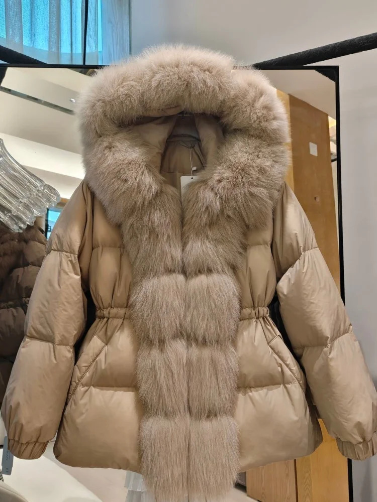 Winter Womens Fashion Casual Fleece Lined Thick Warm Duck down Jacket High Quality Fox Fur Collar Goose Feather Outerwear 251017