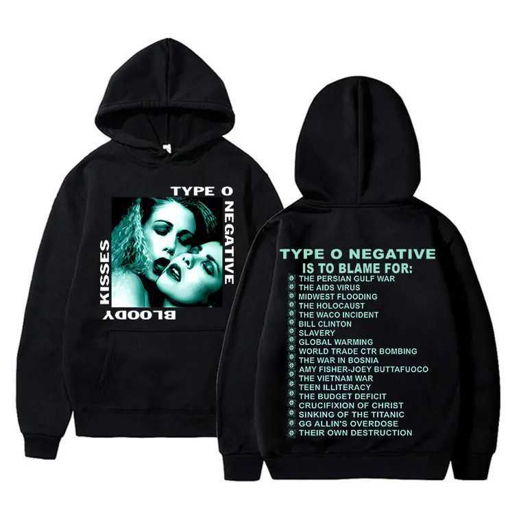 Rock Type O Negative 1993 Bloody Kisses Touring Hoodie Men Women Vintage Gothic Metal Sweatshirt Mens Oversized Hoodies W251021