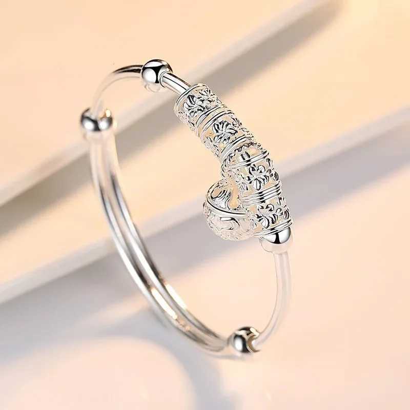 2024 Fashion Women Jewelry Gift Charm Artificial Stone Bangle Cuff Bracelet Ball Bell Pendants Sliver 925 Sterling Silver J251021