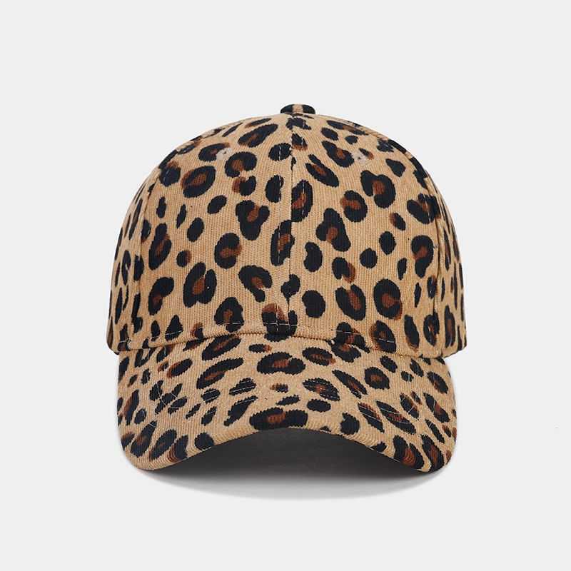New Leopard Print Corduroy Baseball Cap for Women Trendy Fashion Curved Brim Duckbill Cap Artistic Casual Sun Hat H251020