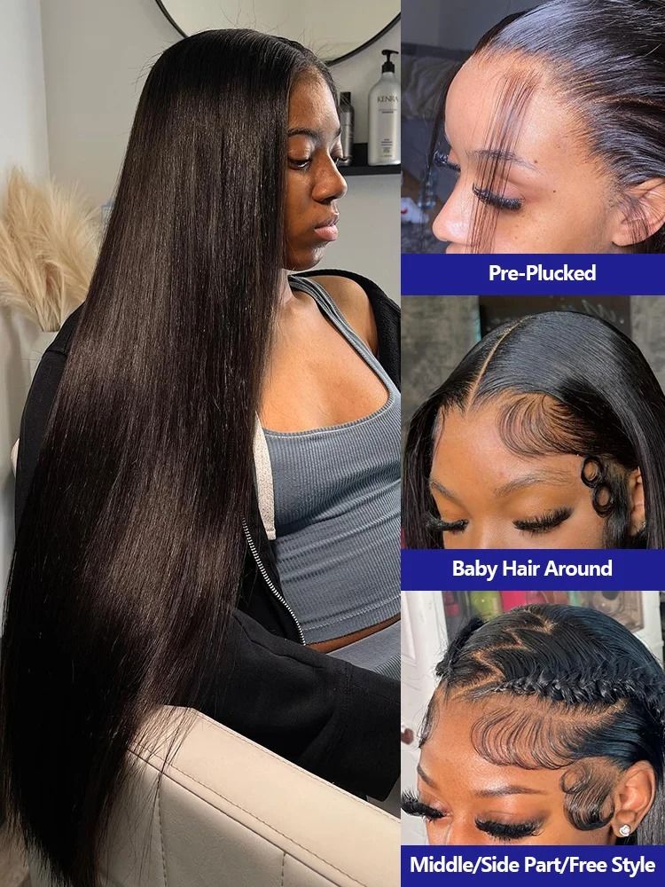 200 Density Wear And Go 30 34 Inch Bone Straight Ready To Wear 13x4 HD Lace Front Human Hair Wigs Lace Frontal Wig Synthetic Lace Front wigs