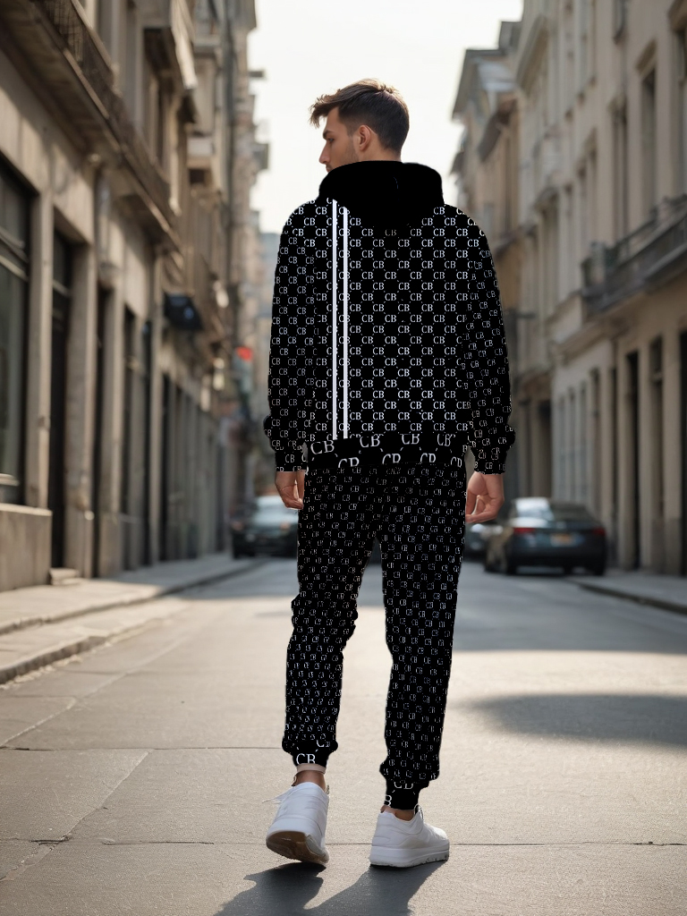 Men's Ankle-Length Knitted Hoodie Casual Outdoor Polyester T-Shirt Long Sleeve Adjustable Drawstring Hood Gradient Print Autumn Wear - LMWY00193