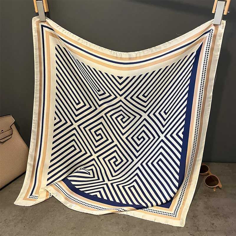 2025 Luxury Brand Silk Square Plaid Scarf Wen Satin Neck Hair Tie Band Soft Work Neckerchife Hijab Fa FoardW251021