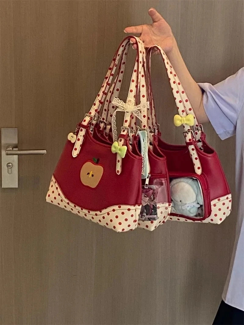 Sweet Transparent Ita Bags for Woman Dot Print Apple Shoulder Bag Underarm Bolso Beautiful Sac Femme Practical Bolsos De Mujer 251021
