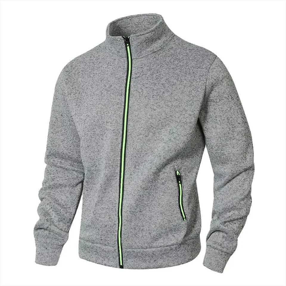 Spring Mens Lapel Sweater Zip Collar Cardigan Mens Casual Sweater Mens Clash of Colours Zip Top Jacket W251021
