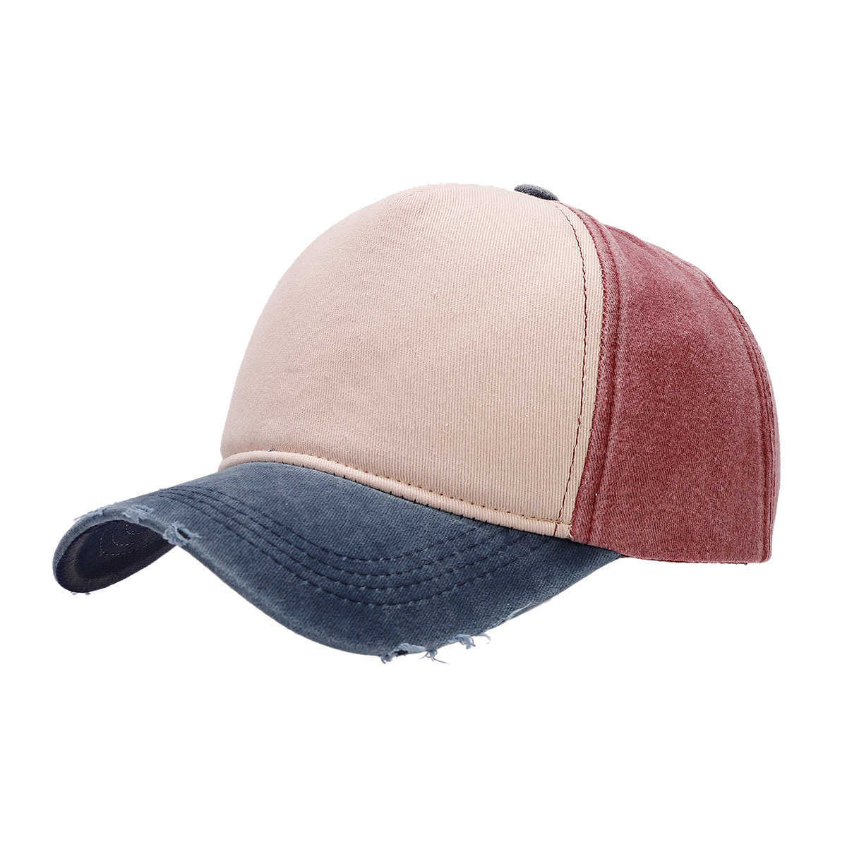 Distressed Baseball Cap for Men Golf Dad Hat Sunshade Adjustable Classic Colorblock Washed Cotton Duckbill Cap for Women H251020