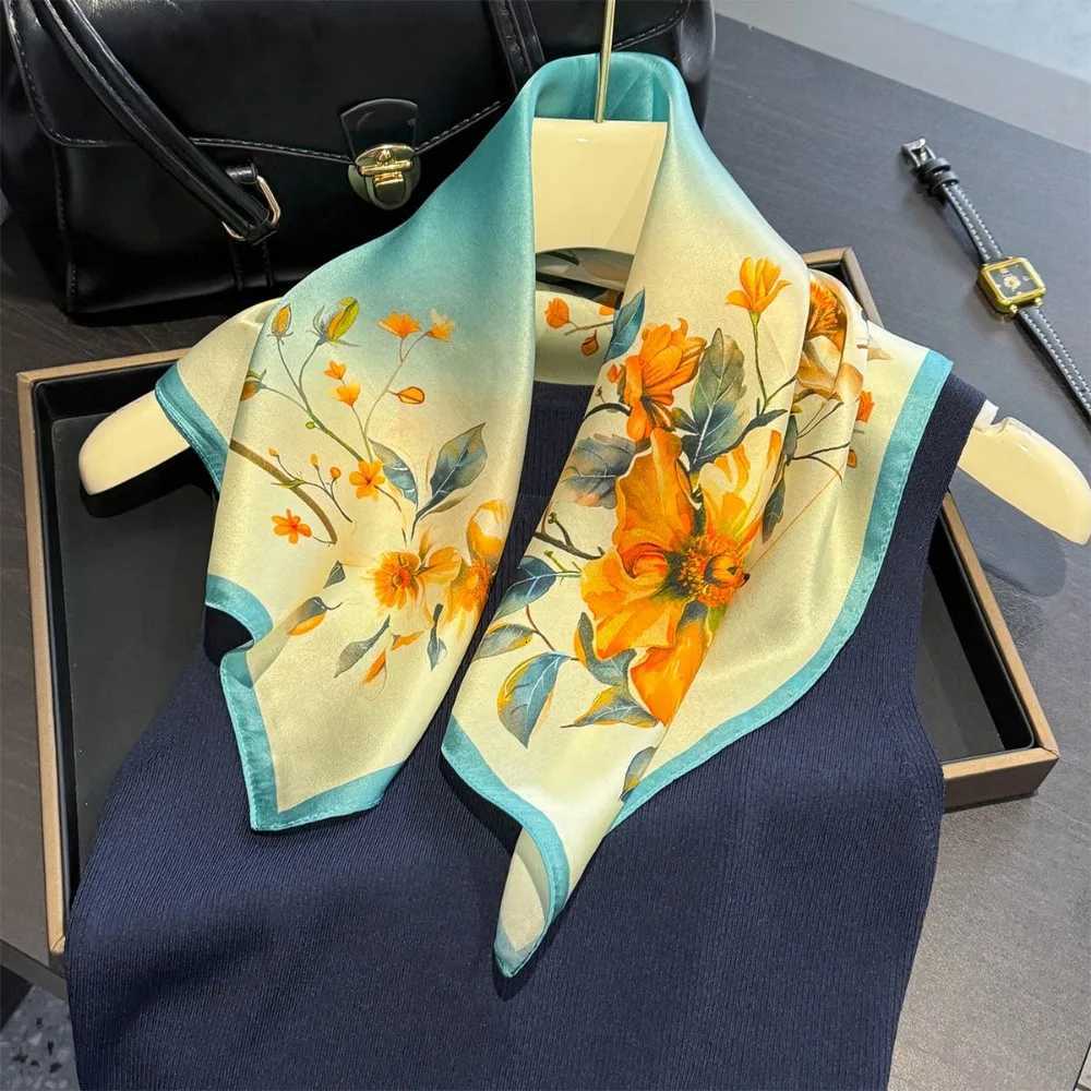 53cm Real Silk Nature Scarf Wen Neckerchi Foard Bandana Small Haiands Fashion Floral Neck Ties for Off Lady NewW251021