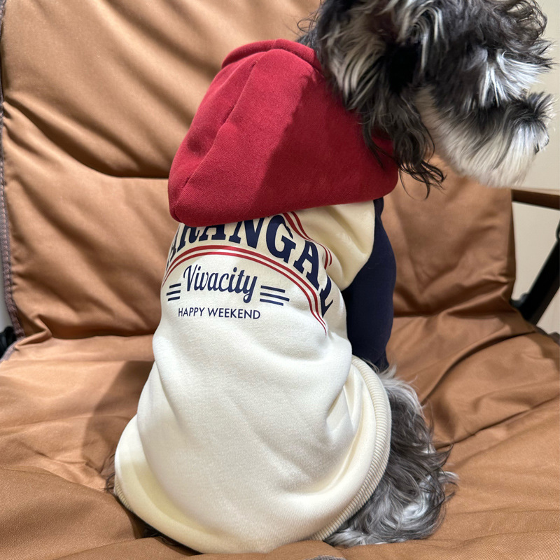 dog clothes Dog Hoodie, Color-Block Fleece Sweatshirt for Small/Medium Pets, Soft Warm Pullover with Rib Cuffs, Red/Navy, XS 9XL Winter Coat with Plus