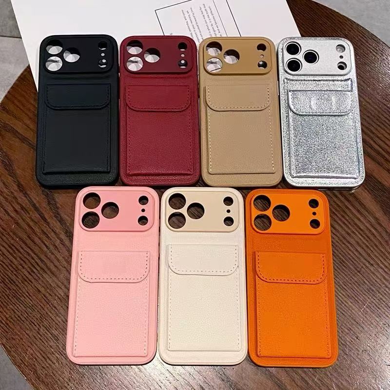 PU iPhone Case Card Wallet Phone Cases for iPhone17 16 15 14 13 12 11 Pro Max Luxury Lanyard Mobile Cover