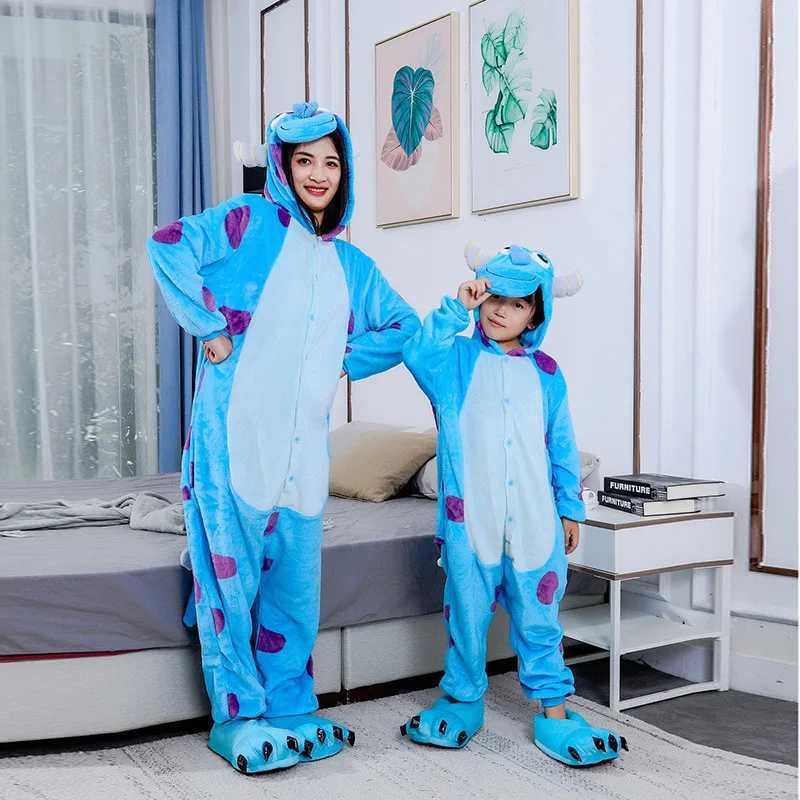 Pixar Sulley Monsters Inc Blue Furry Onesie Costume For Adults Couples Warm Plush Pajamas Halloween Christmas Gift L251021GWQB