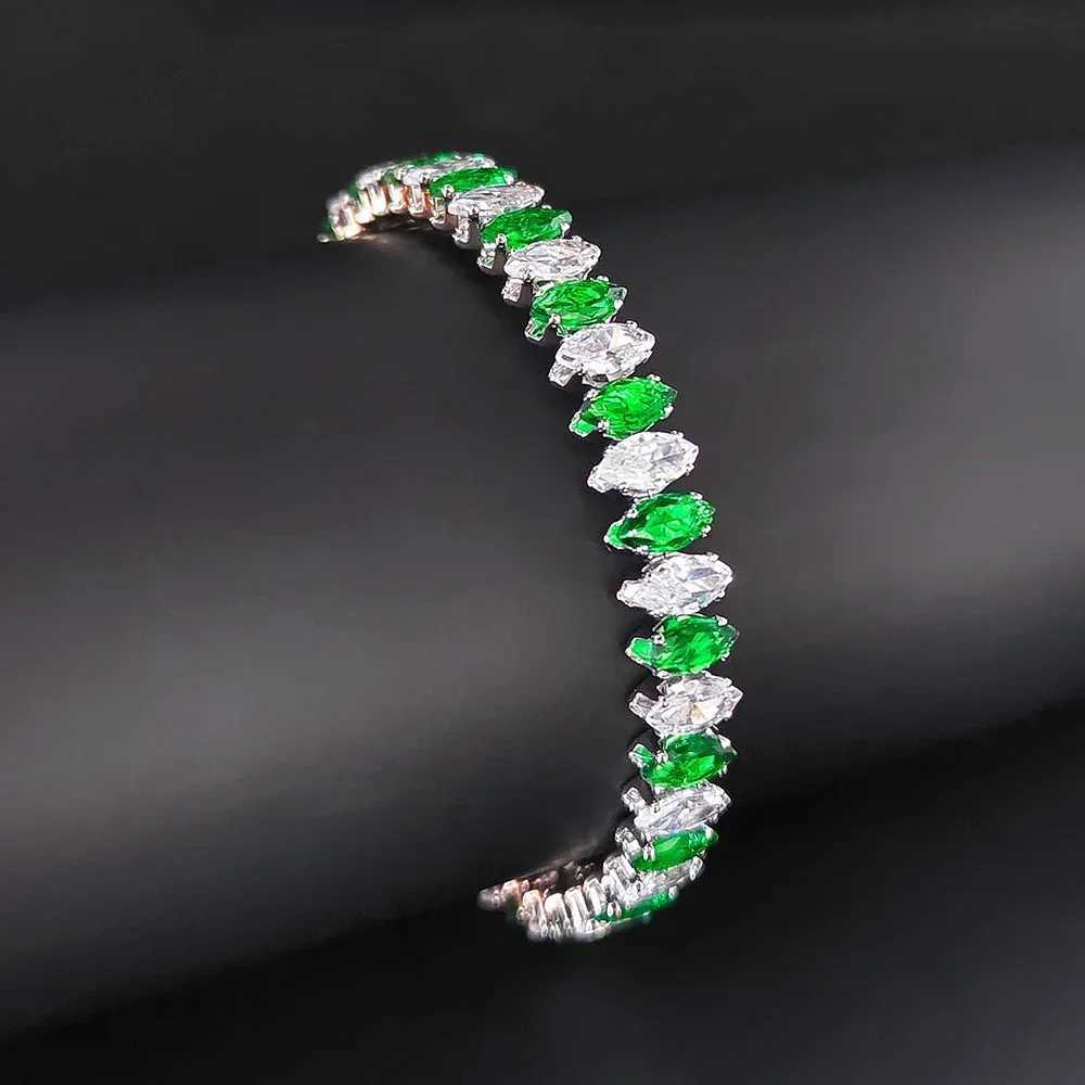 Moonso Arrival Unique Design White Green Color Marquise Bracelet Bangle for Women Valentines Day Gift Jewelry S8250 J251021