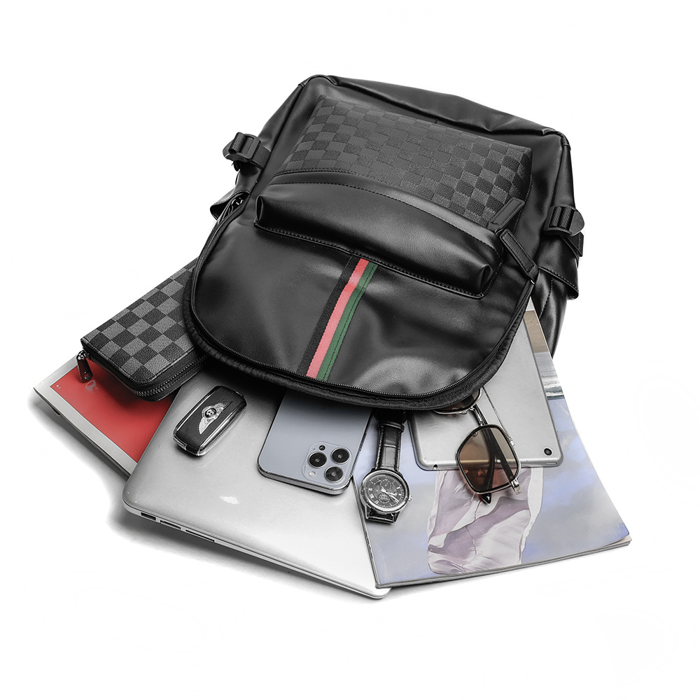 free shipping Black Men Backpacks Luxury Students School Bag Luxury Laptop Bags Leather String Backpack Business Travel Back Bags