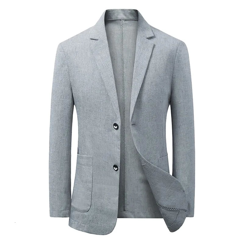 Summer Ice Silk Blazers Elasticity Mens Thin Windbreak Classic Solid Color Casual Business Suit Jackets Office Social Coat 251021