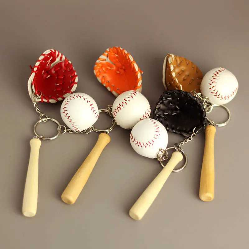 12pcslot Alloy Key Chains Baseball Bat Ball Mitt Sports Multiple Color Casual Sporty Style Men Women Teenager KeyRing KeyChain W251021