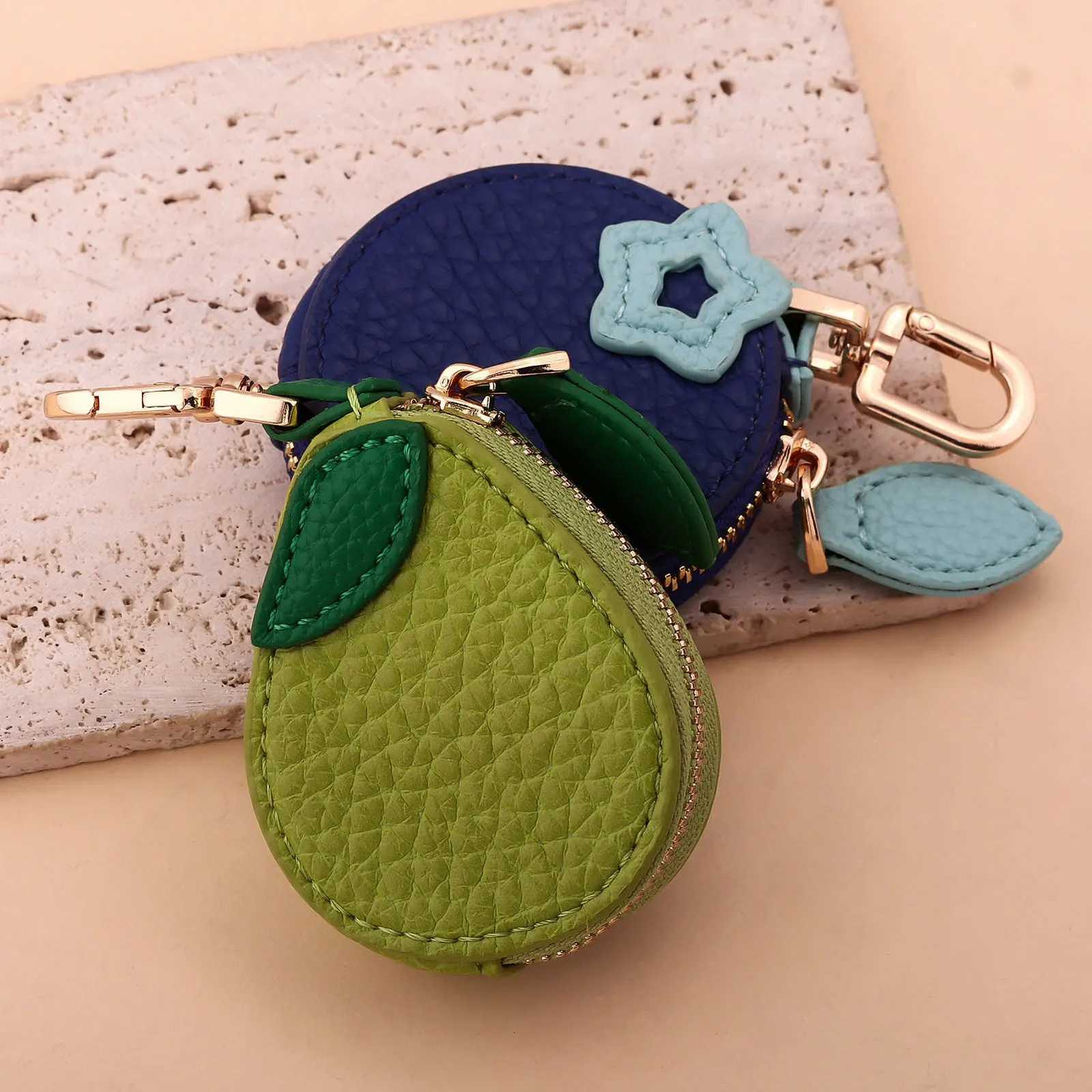 PU Leather Fruit Coin Purse New Small Fresh Lemon Strawberry Cherry Mini Wallet Cute Hanging Multifunctional Coin Bag Pendant W251021