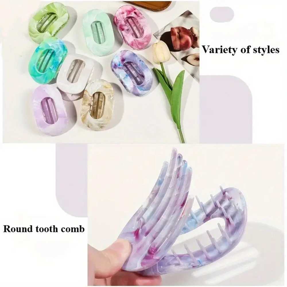 24Pcsset Large Duck Clip Gradient Elegant Marbled Plastic Hair Accessories for Everyday Formal Events Hair AccessoriesW254021