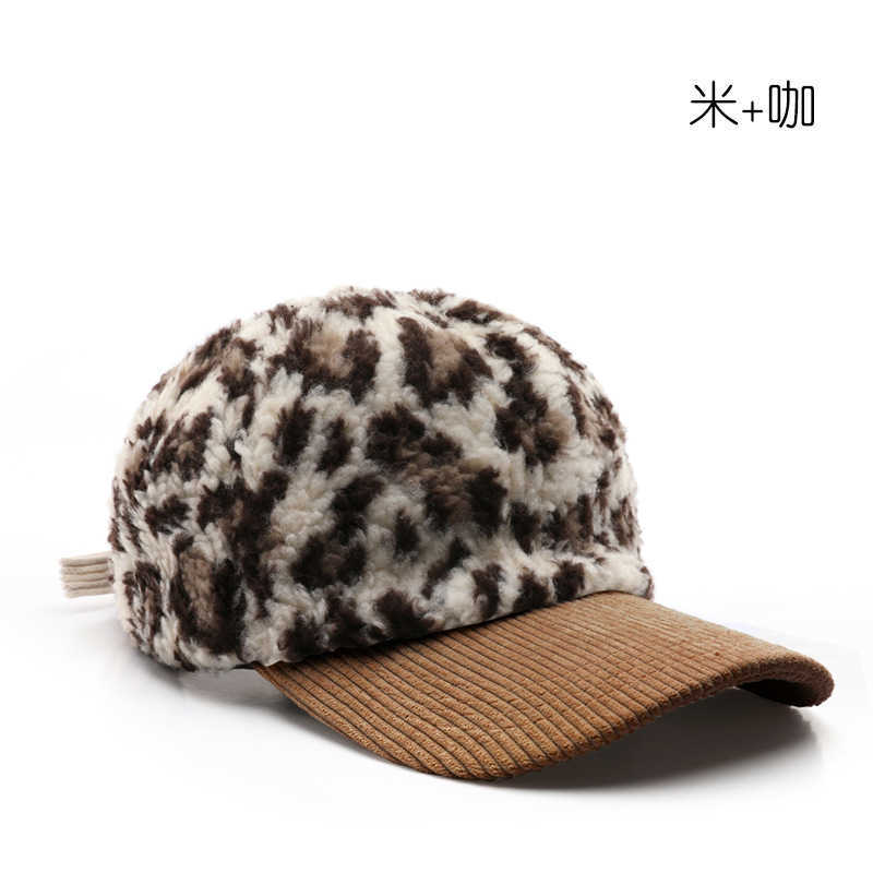 Womens Autumn Winter Unique Color Block Leopard Print Baseball Cap Mens Outdoor Travel Warm Coldproof Sunshade Duckbill Cap H251020