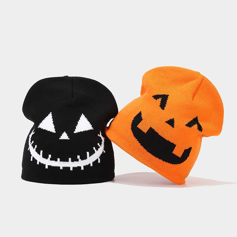 Autumn Winter New Halloween Pumpkin Skull Jacquard Knitted Pullover Hat Funny Festival Hat Warm Knitted Hat H251020