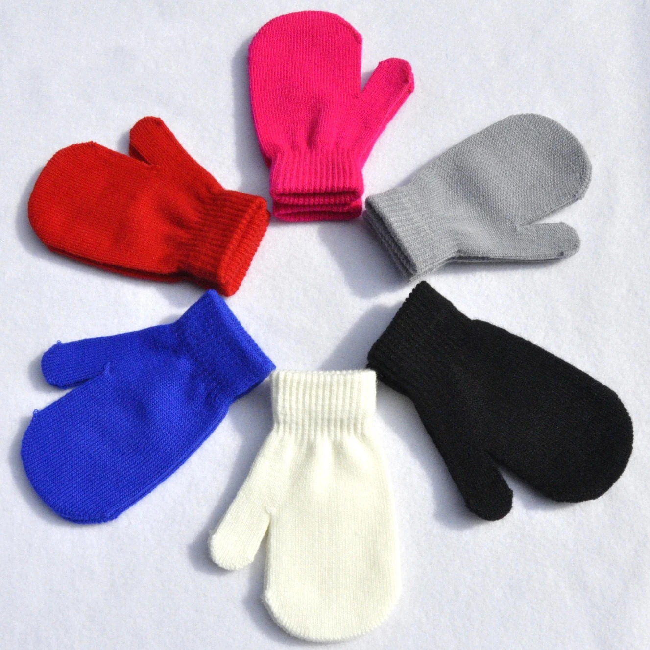 Winter Knitted Warm Gloves For 511Y Boys Girls Student Children Solid Finger Wrapped Mittens Outdoor Cycling Skiing Gloves 251021