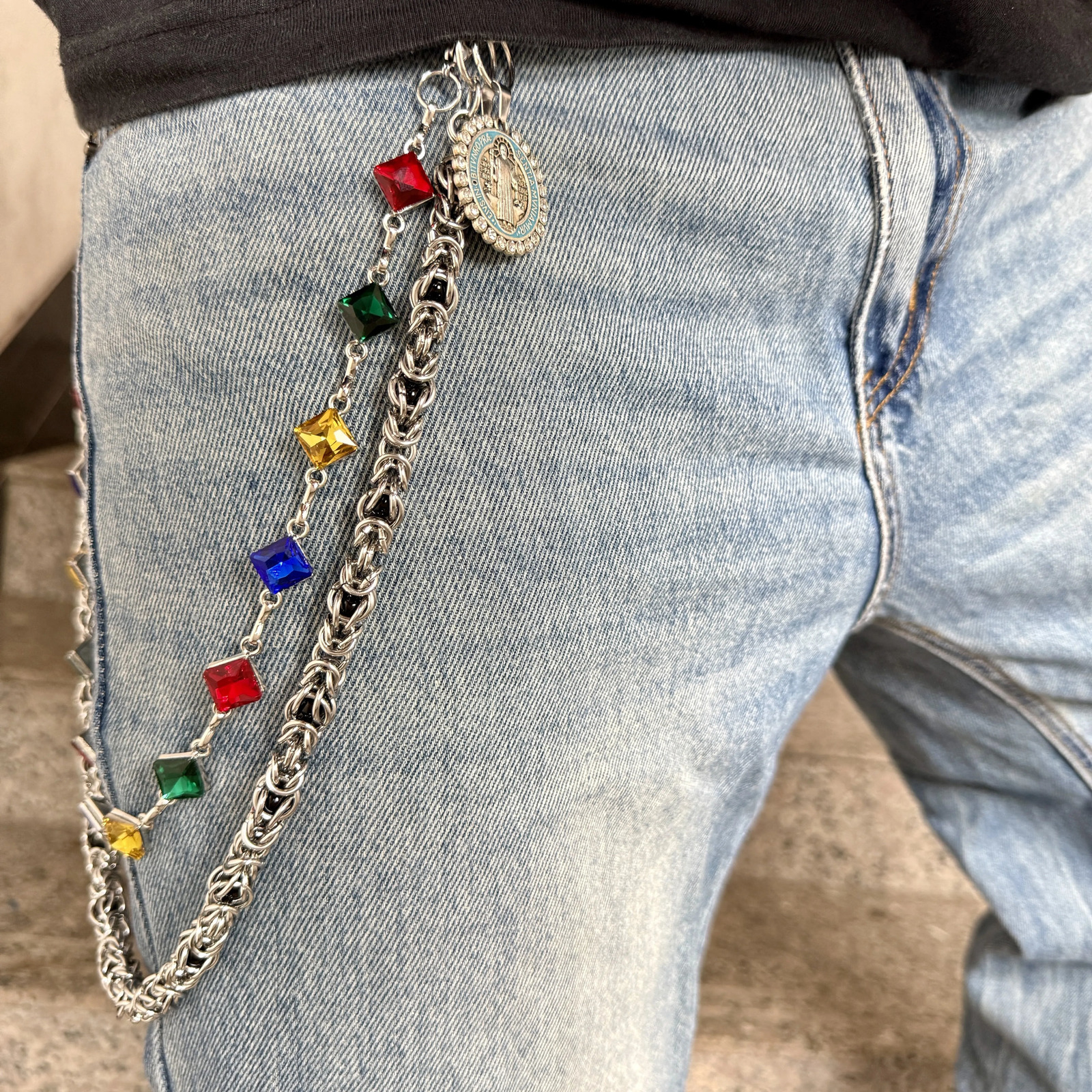 punk style pants chain handmade stainless steel chain clip bead n fashionable waist accessory 251021