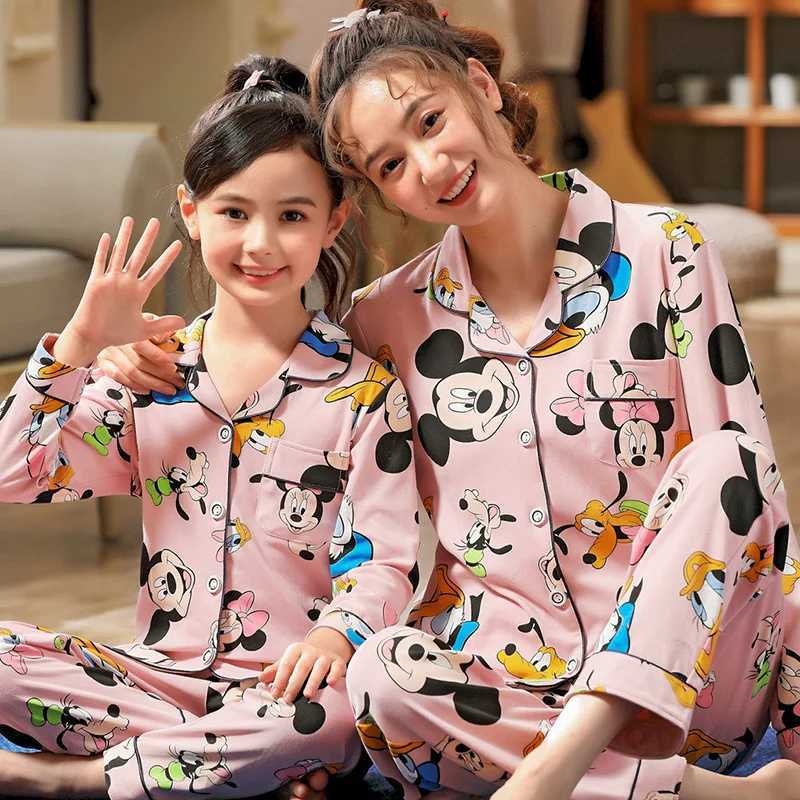 Parent Child Mother Daughter Sleepwear Girls Autumn And Winter Pure Cotton Long Sleeved Pants Cardigan Home Clothes L251021S277