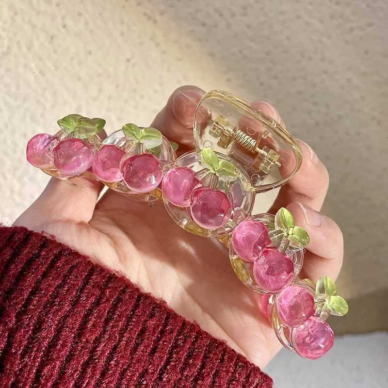 Jelly Cherry Grab Clip Original Sweet Girl Women Resin Head Hair Shark Clip Spring Claw Clip Hair Jewelry 2023 Hair AccessoriesW254021