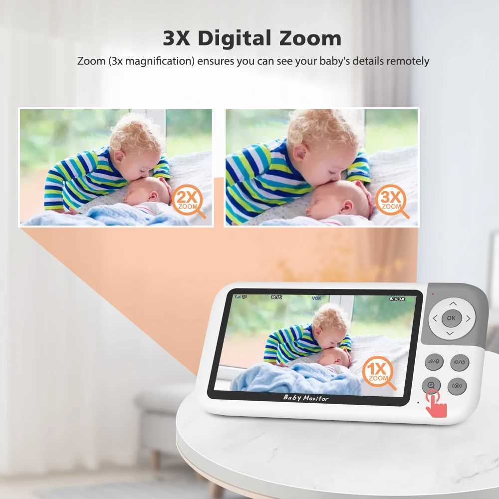 5 Video Baby Monitor Camera 720P 3X Digital Zoom Two Way Audio Auto Night Vision 300M Transmission Security Camera J251121
